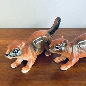 Vintage Set of 3 Ceramic Wall Climbing Chipmunks by Norcrest Japan 1960s Decor